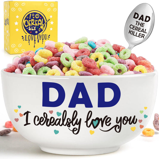 BackURyear Dad Christmas Gifts from Kids, Dad Xmas Stocking Stuffer, Cool Gifts for Dad Step Dad, Holidays Birthday Dad Gifts from Daughter Son Wife, Cereal Lover Dad Breakfast Bowl Presents