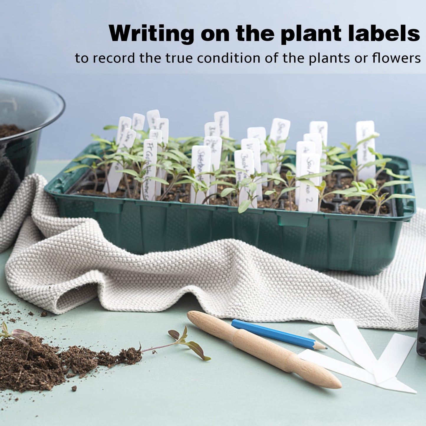 Plant Labels 4 Inch 300Pcs Plastic Plant Name Tags for Seedlings Garden Labels Markers Nursery Plant Tags Seed Labels Plant Label Stakes with Permanet Marking Pen Plant Markers for Outdoor Garden
