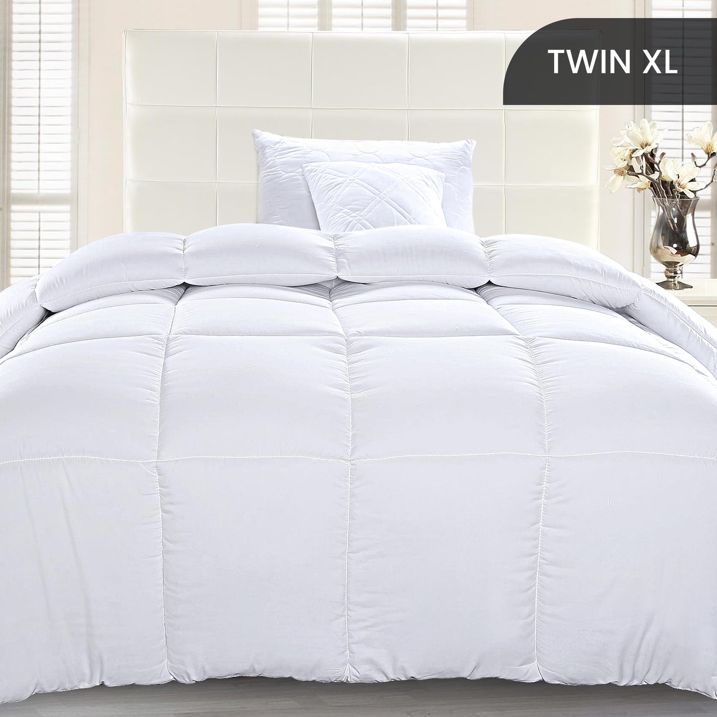 Utopia Bedding Comforter Duvet Insert, Quilted Comforter with Corner Tabs, Box Stitched Down Alternative Comforter Twin XL (White)