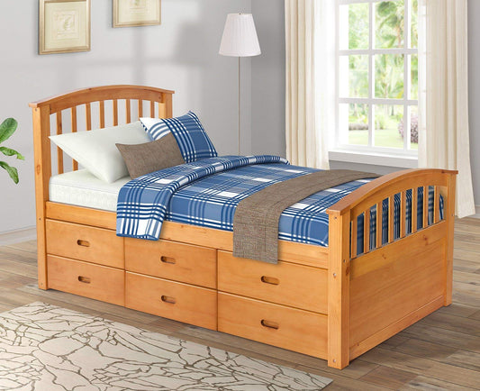 Merax Twin Size Platform Storage Bed Solid Wood Bed with 6 Drawers