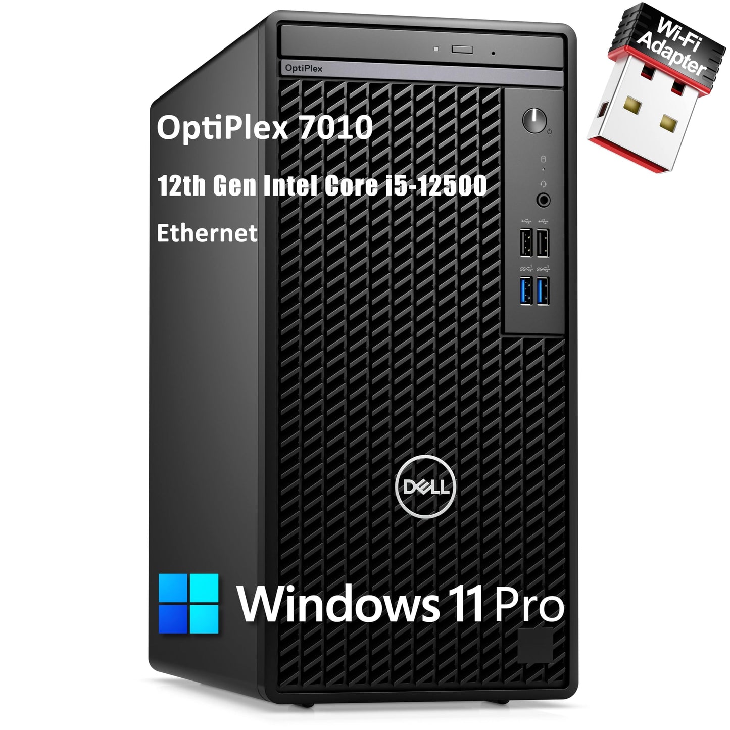 Dell OptiPlex 7010 7000 Tower Business Desktop Computer, 12th Gen Intel Hexa-Core i5-12500 (Beat i7-11700), 32GB DDR4 RAM, 1TB PCIe SSD, DVDRW, WiFi Adapter, Ethernet, KB and Mouse, Windows 11 Pro