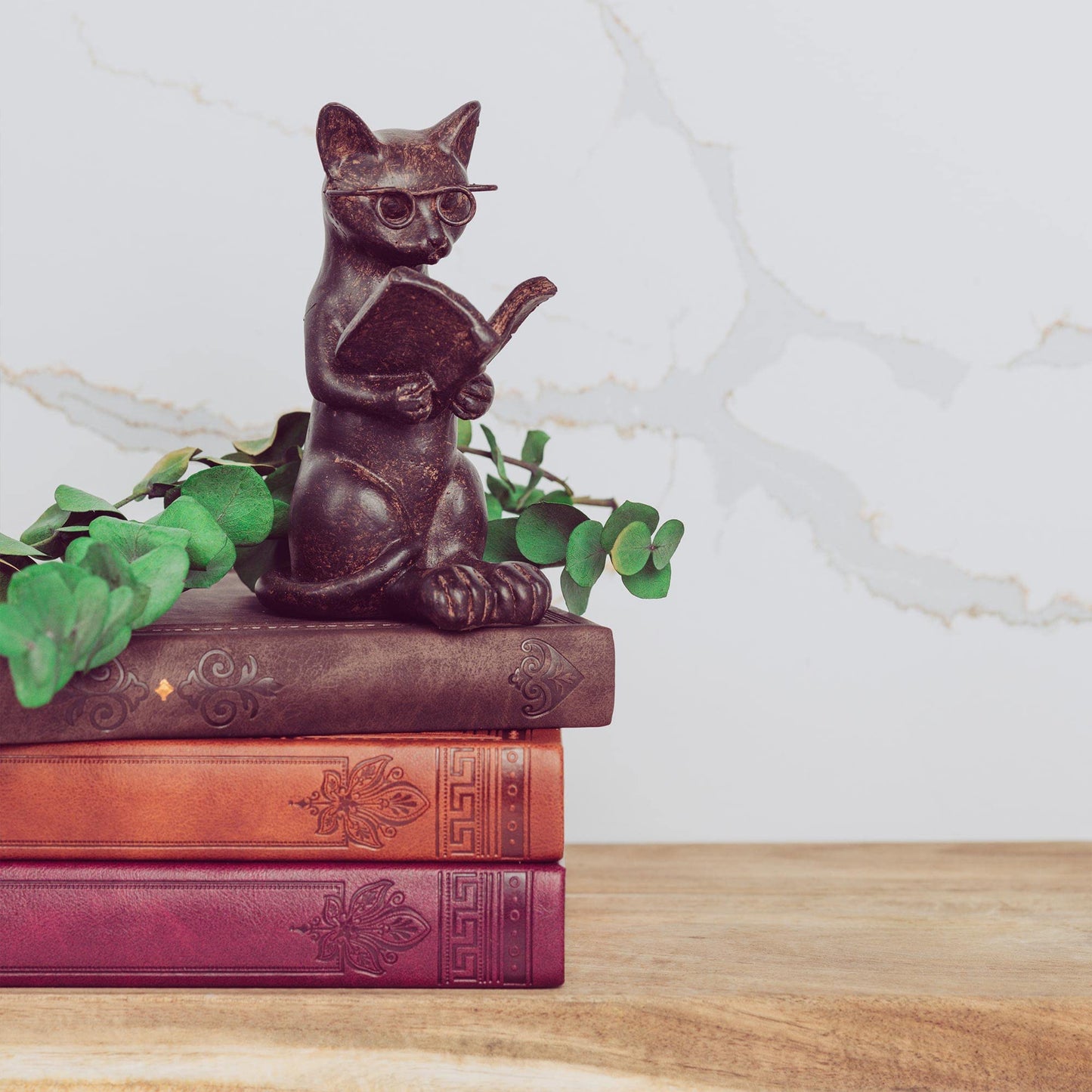 Young's Inc. Cat Figurine - Cute Cat Statue - Whimsical Cat Decor for Cat Lovers - Cat Collectibles and Meditation Decor - Cat with Eye Glasses - 4'' L X 3'' W X 5'' H