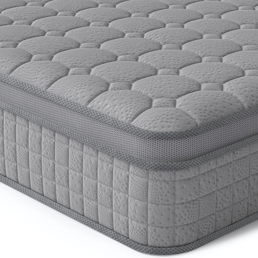 Vesgantti 10 Inch Twin XL Multilayer Hybrid Mattress - Multiple Sizes & Styles Available, Ergonomic Design with Memory Foam and Pocket Spring, Medium Firm Feel, Grey