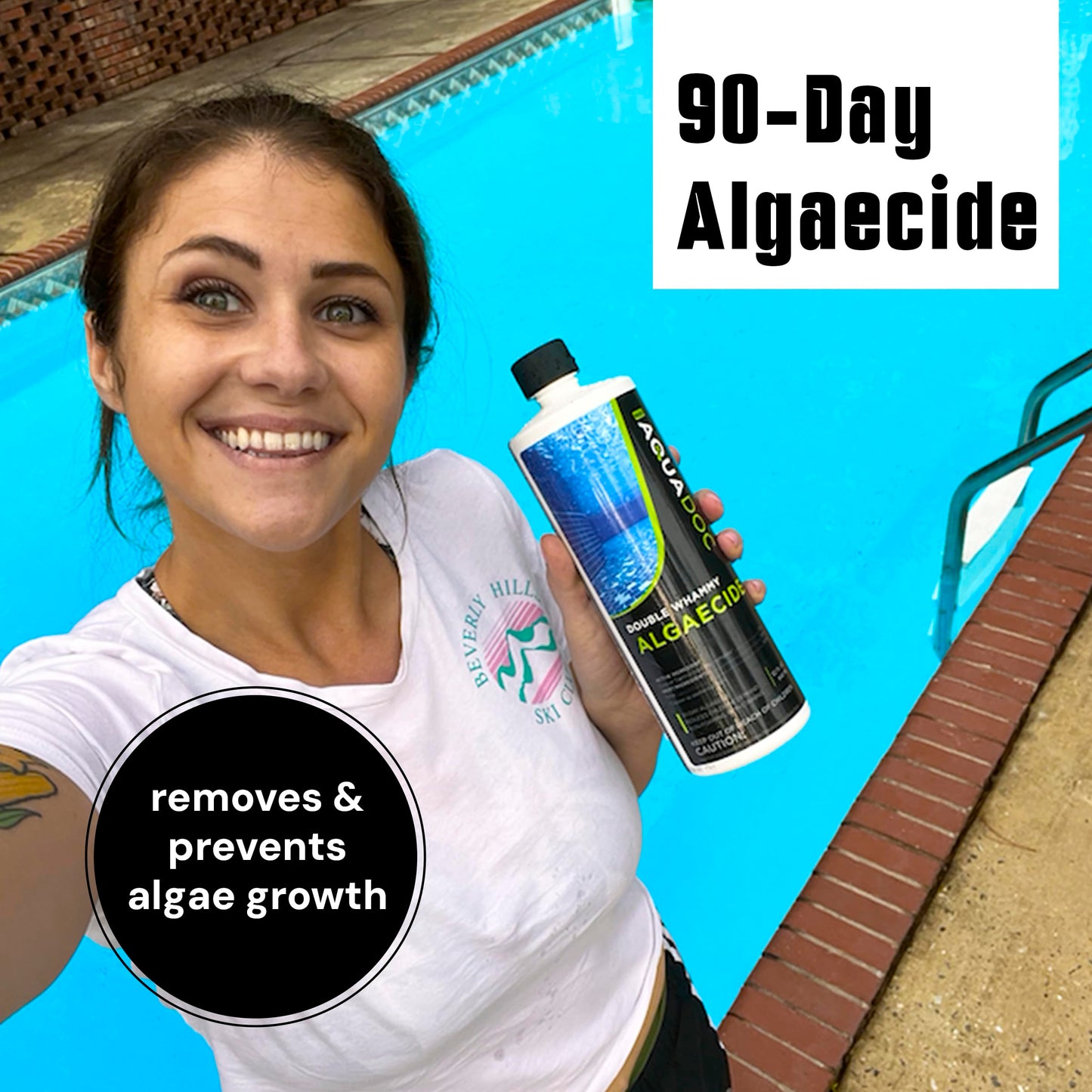 Copper Pool Algaecide for Swimming Pool - 90 Day Algaecide for Inground Pool to Prevent and Remove Pool Algae - Super Algaecide for Pool Opening - AquaDoc 32oz