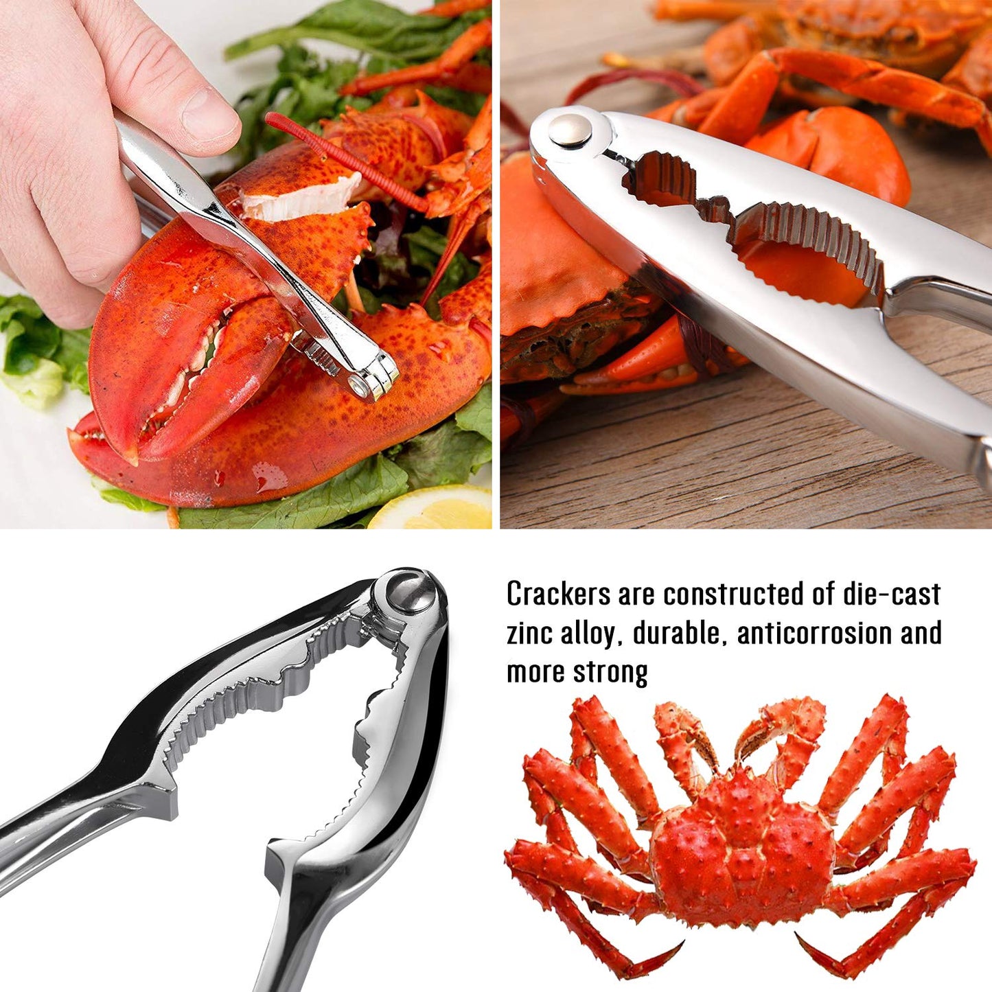 Hiware 20-piece Seafood Tools Set includes 6 Crab Crackers, 6 Lobster Shellers, 6 Crab Leg Forks/Picks and 2 Seafood Scissors & Storage Bag - Nut Cracker Set