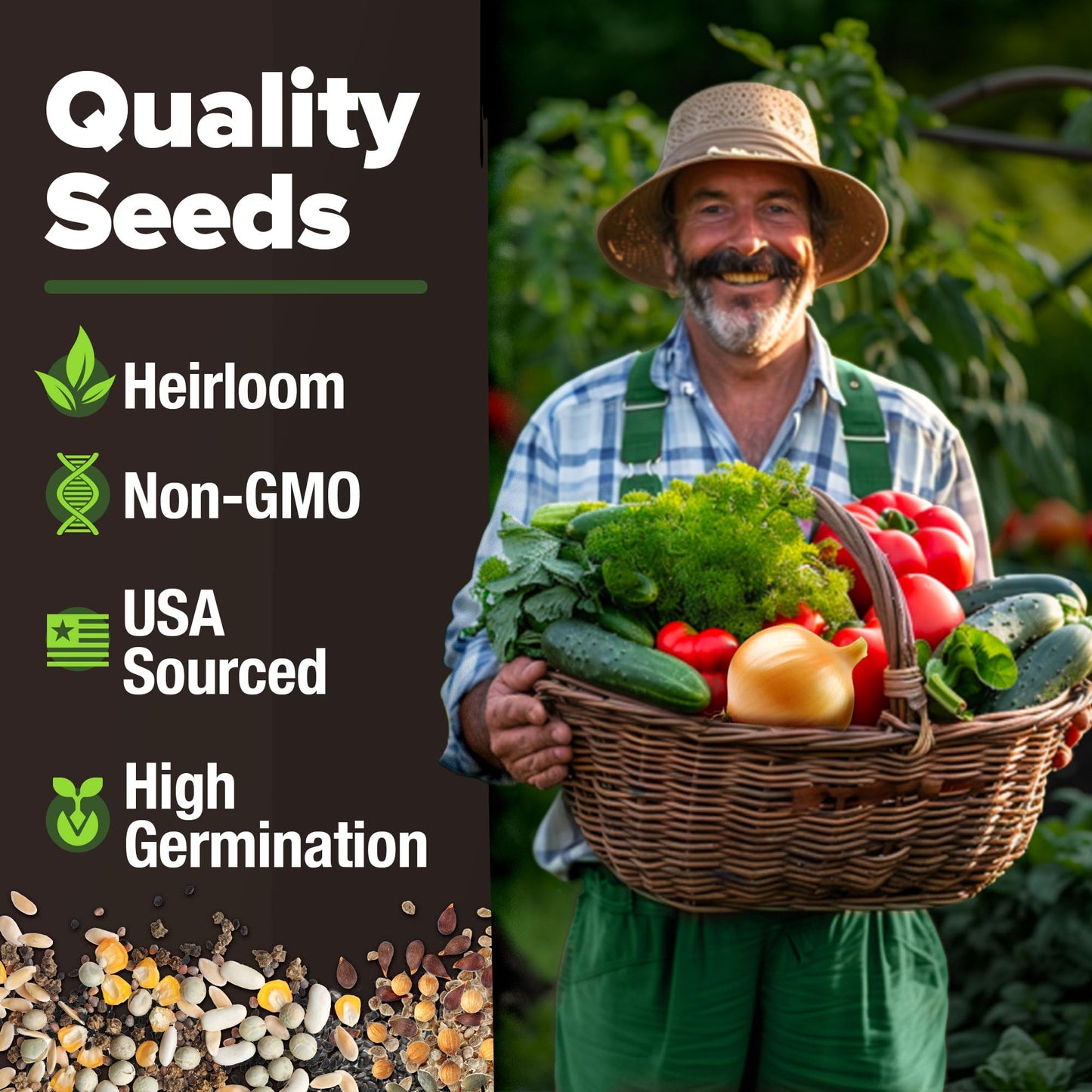 HOME GROWN 27,500+ Heirloom Vegetable & Fruits | 55 Variety Garden Survival Gear and Supplies Prepper Supplies | Non GMO Gardening Seed Starter Kit | Gifts for Men Women