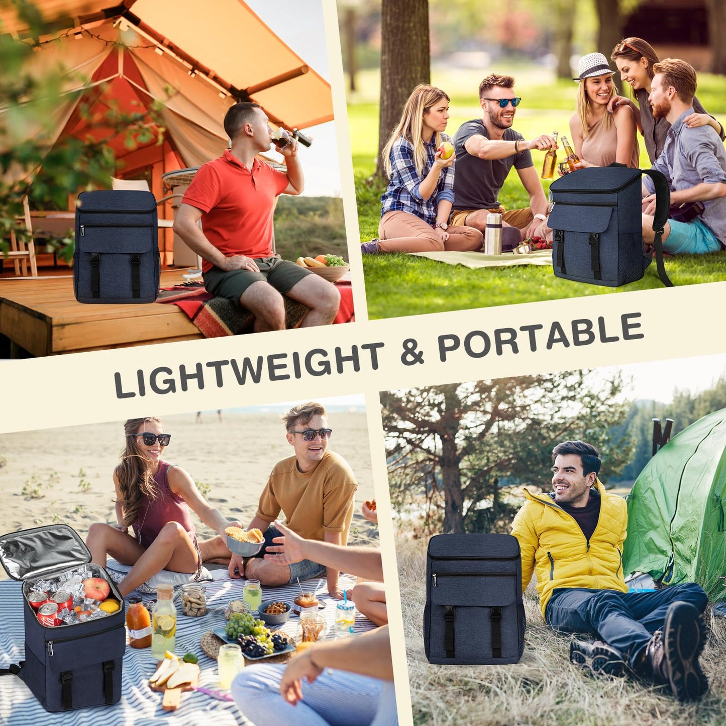 Cooler Backpack Soft Insulated Leak Proof 30 Cans Insulated Backpack Cooler Portable Picnic Camping Beach Hiking BBQ Lunch Backpack for Men and Women