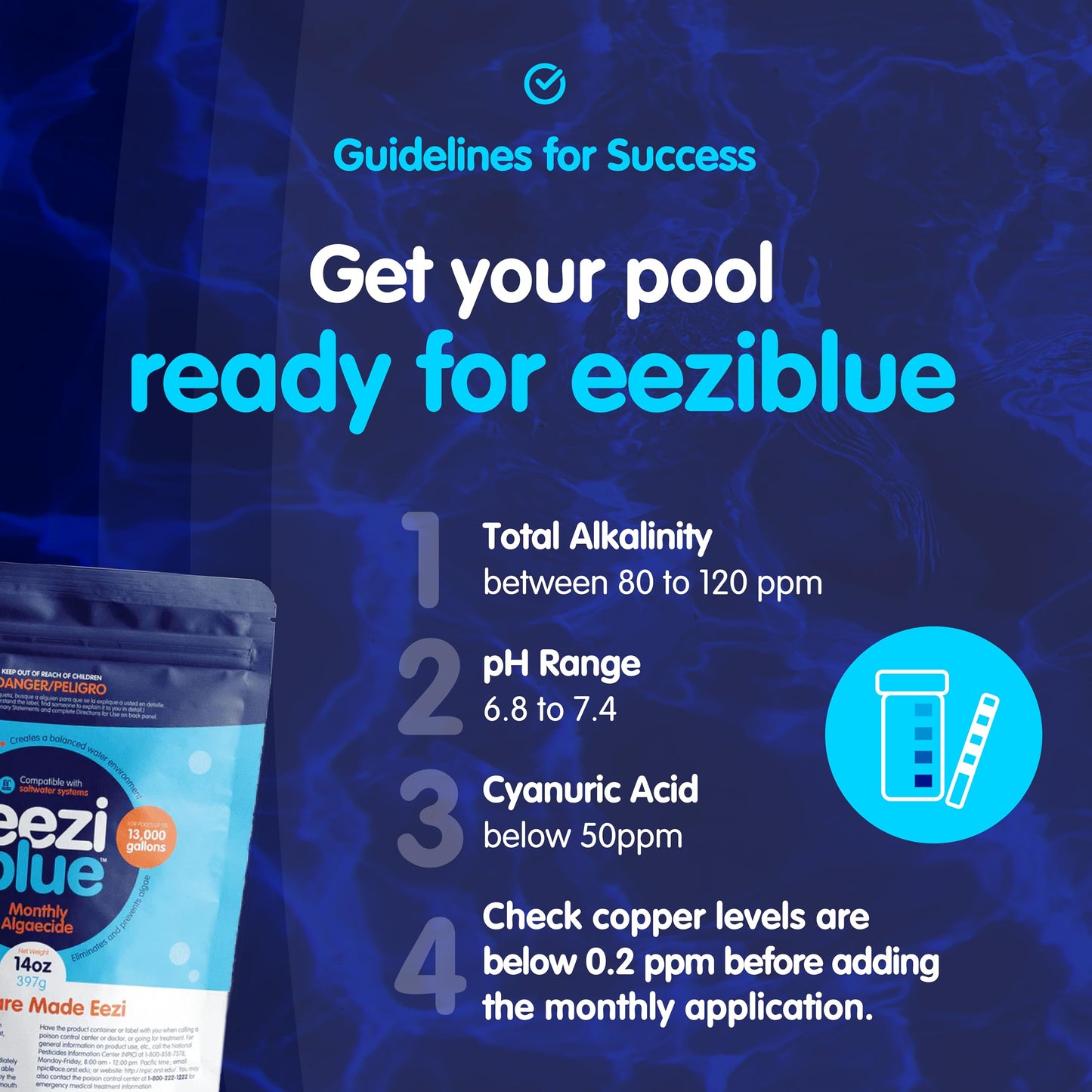 Eeziblue Monthly Algaecide for Swimming Pool | Pool Algaecide for All Algae in Above Ground and In-Ground Swimming Pools up to 13,000 Gallons