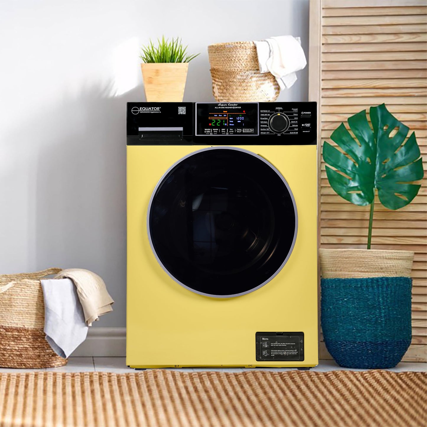 Equator All-In-One VENTED/VENTLESS Washer-Dryer 1.9cf/18lb 1400RPM 110V (Yellow/Black)