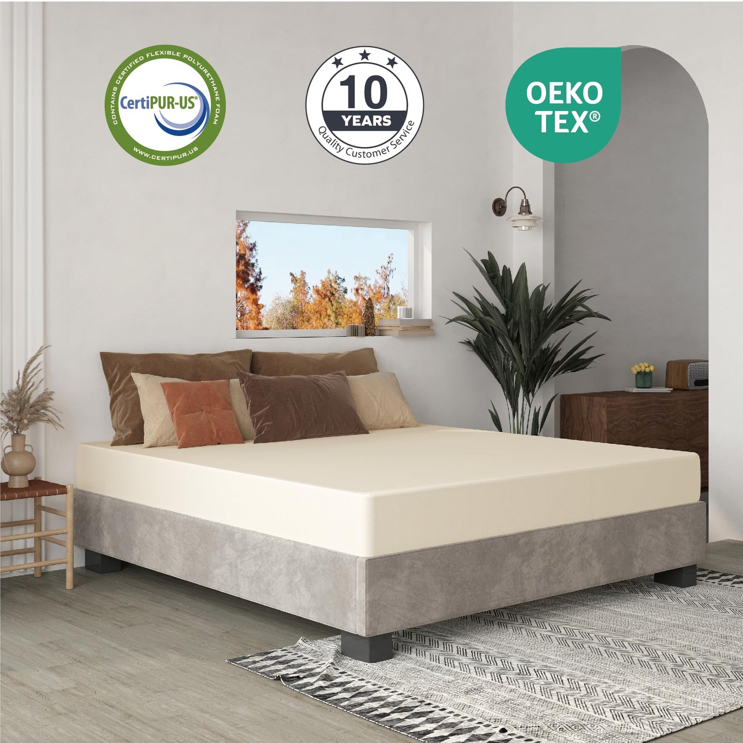 Dyonery 6 Inch Twin Mattress, CertiPUR-US Certified Green Tea Memory Foam Mattress in a Box Fiberglass Free, Kids Mattress for Bunk Bed, 38"×75"×6", Beige