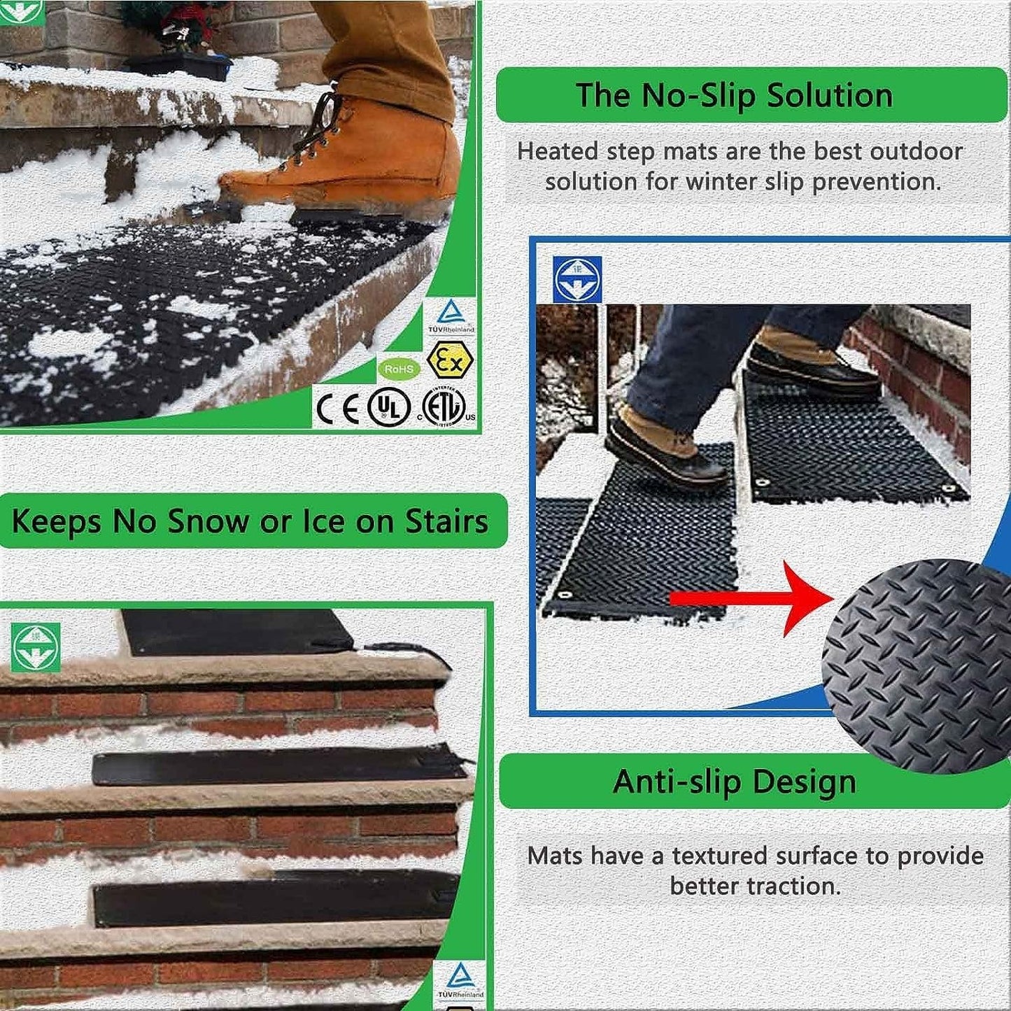 Heated Snow Melting Mats for Entrances, Heated Outdoor Mats Non-Slip Snow and Ice Melting Mats for Winter Snow Removal, Roof and Valley Heater, Melts 2 Inches of Snow per Hour ( Size : 24 x 36" in/60.