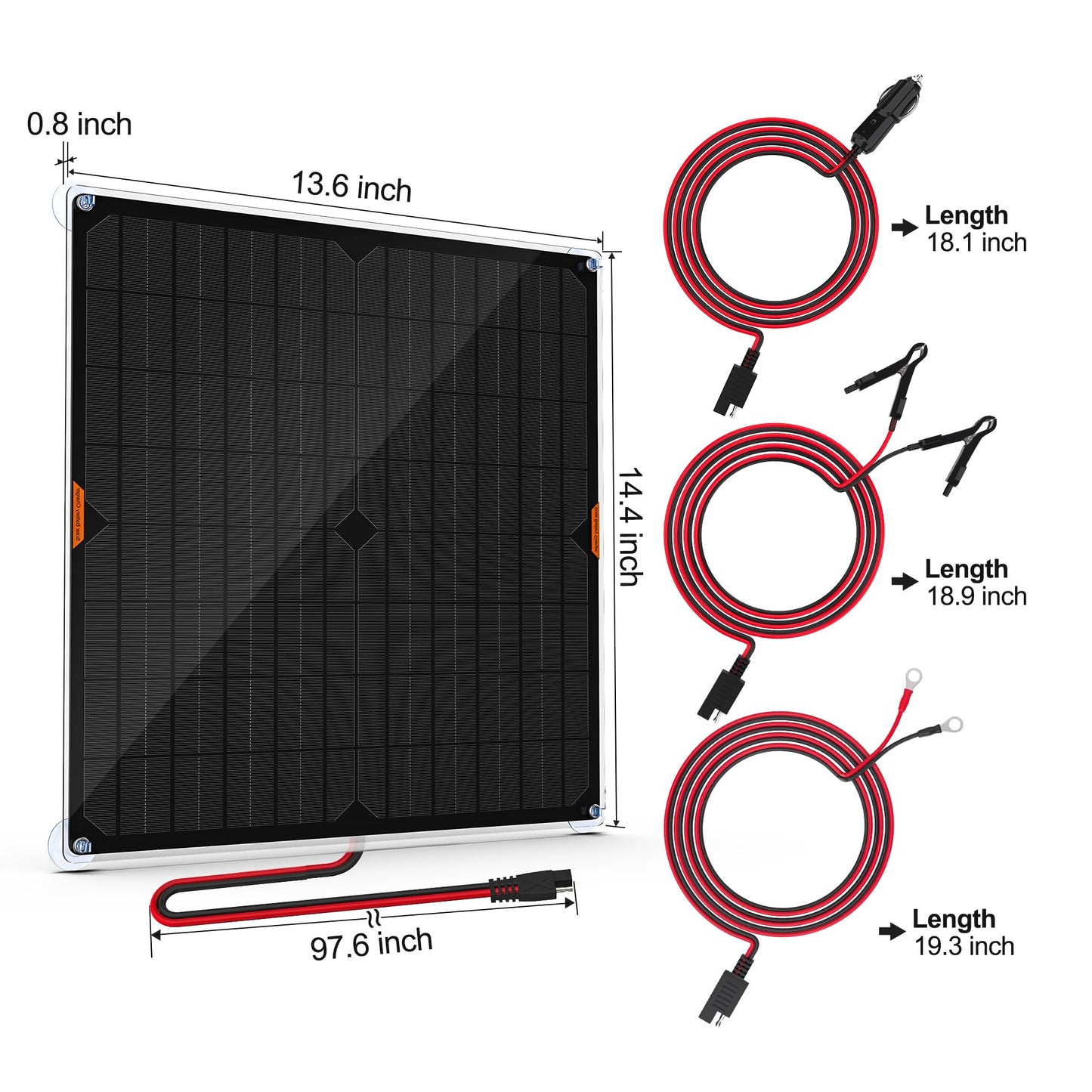 OYMSAE 20W 12V Solar Panel Car Battery Charger Portable Waterproof Power Trickle Battery Charger & Maintainer for Car Boat Automotive RV with Cigarette Lighter Plug & Alligator Clip