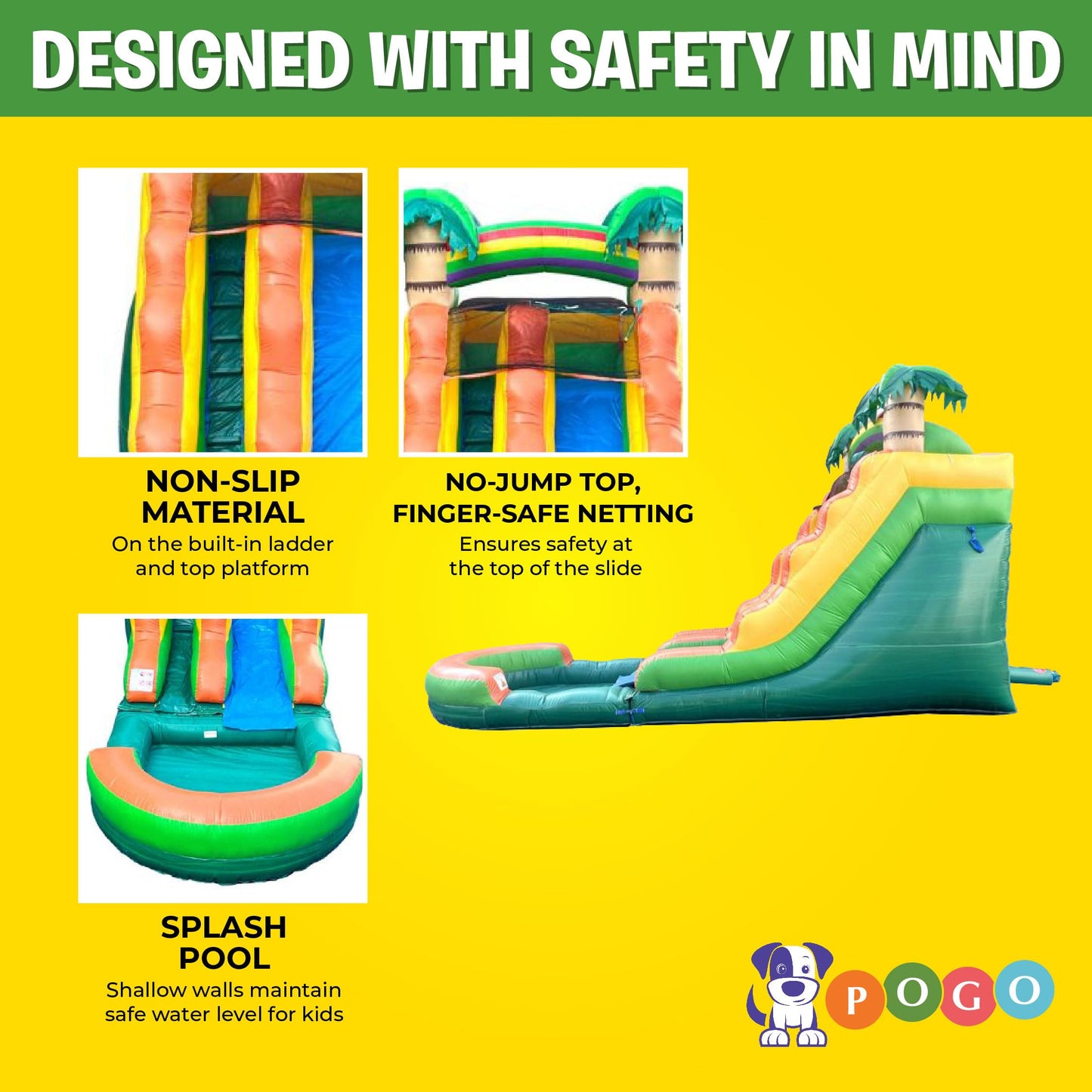 Inflatable Water Slides for Kids - Backyard Inflatable Water Slides with Splash Pool - Tropical Slide with Water Pool Complete with Blower, and Stakes - 25.5' x 9' - 15' Tall Slide