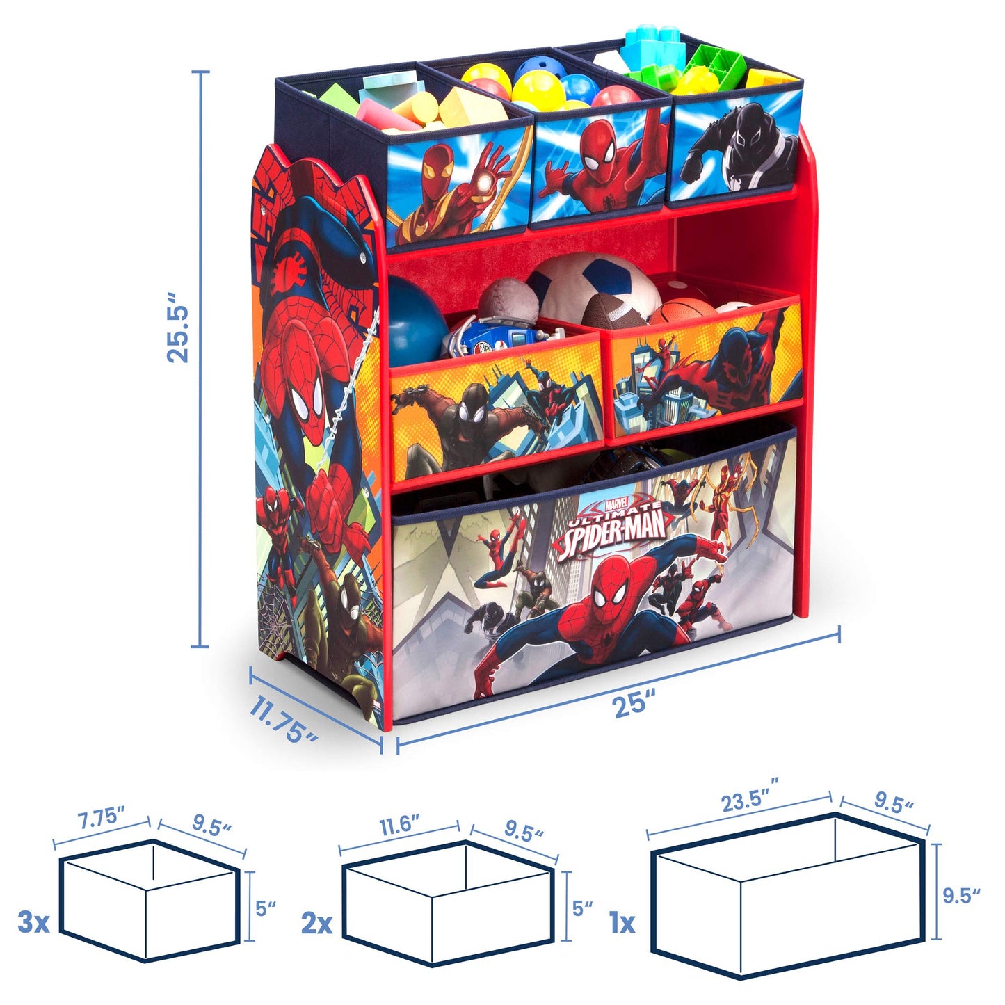 Delta Children Multi-Bin Toy Organizer, Marvel Spider Man