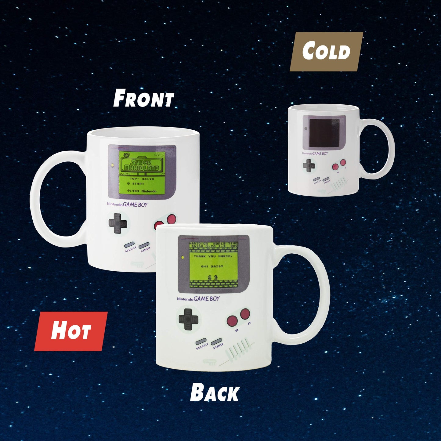 Paladone Gameboy Heat Changing Coffee Mug - Gift for Gamers, Nerds, Nintendo Mario Fans, Men, and Retro 90s Game Enthusiasts - 10 Ounces