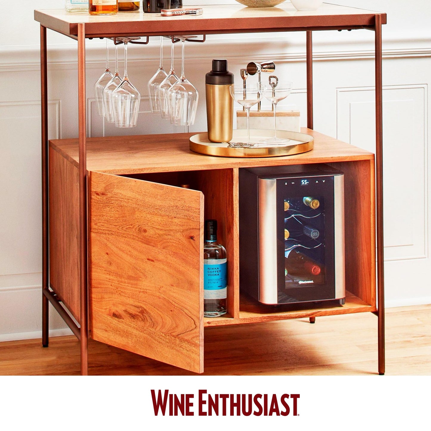 Wine Enthusiast 6-Bottle Countertop Wine Cooler - Mini Fridge for Kitchen with 3 Shelves, Adjustable Temperature Control, & Energy Efficient Cooling Beverage Refrigerator
