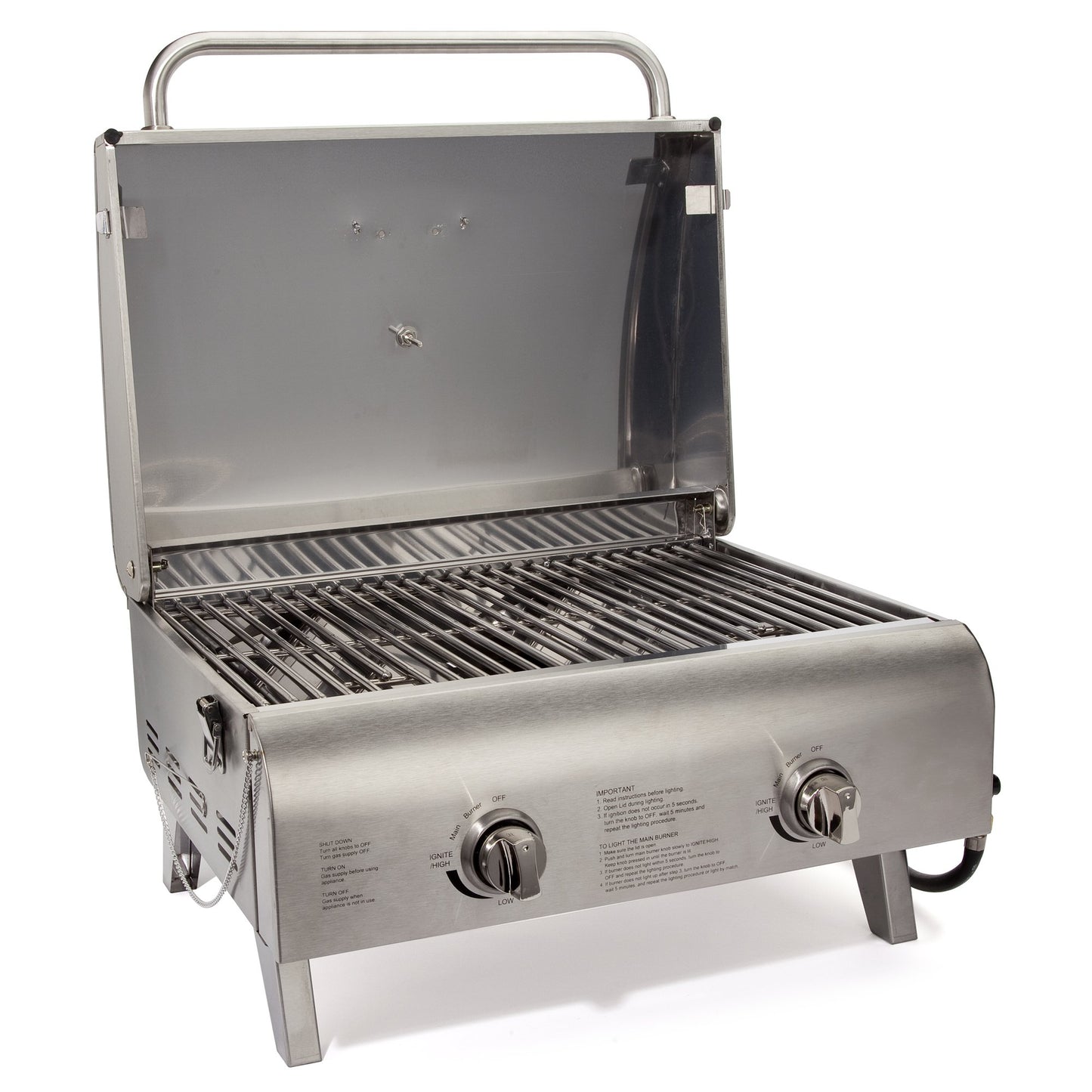 Cuisinart CGG-306 Chef's Style Portable Propane Tabletop 20,000, Professional Gas Grill, Two 10,000 BTU Burners, Stainless Steel