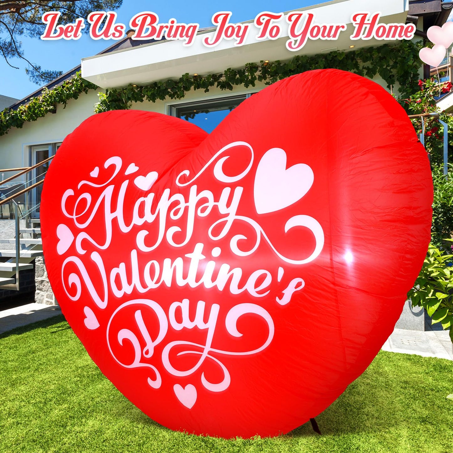 VIHOSE Valentine's Day Blow Up Yard Decorations 4.27 Ft Mardi Gras Inflatable Decor LED Lights Inflatable Decoration for Romantic Party Wedding Carnival Night Patio Yard(Heart)