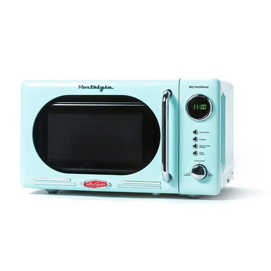 Nostalgia Retro Compact Countertop Microwave Oven - 0.7 Cu. Ft. - 700-Watts with LED Digital Display - Child Lock - Easy Clean Interior - Aqua