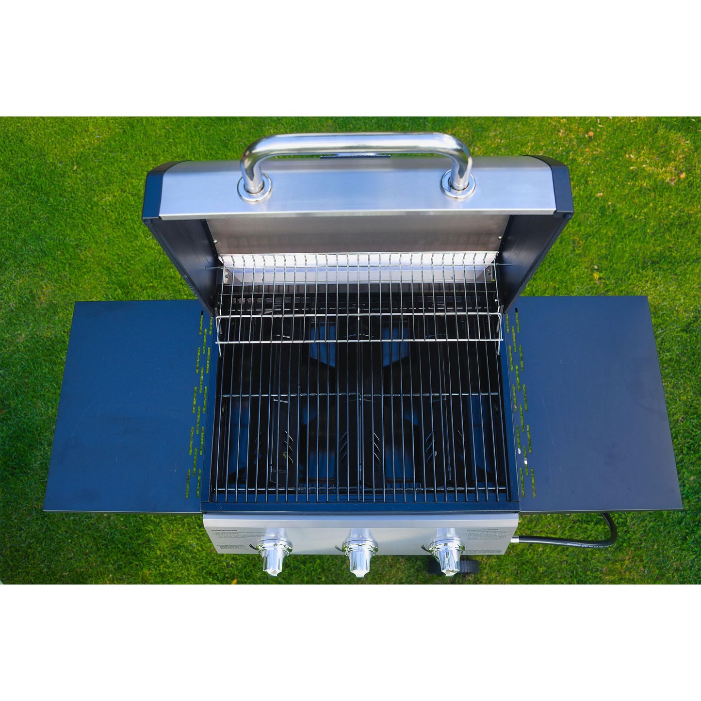 Grill Boss Outdoor BBQ Propane Gas Grill for Barbecue Cooking with Side Burner, Lid, Wheels, Shelves and Bottle Opener, 3 Burner