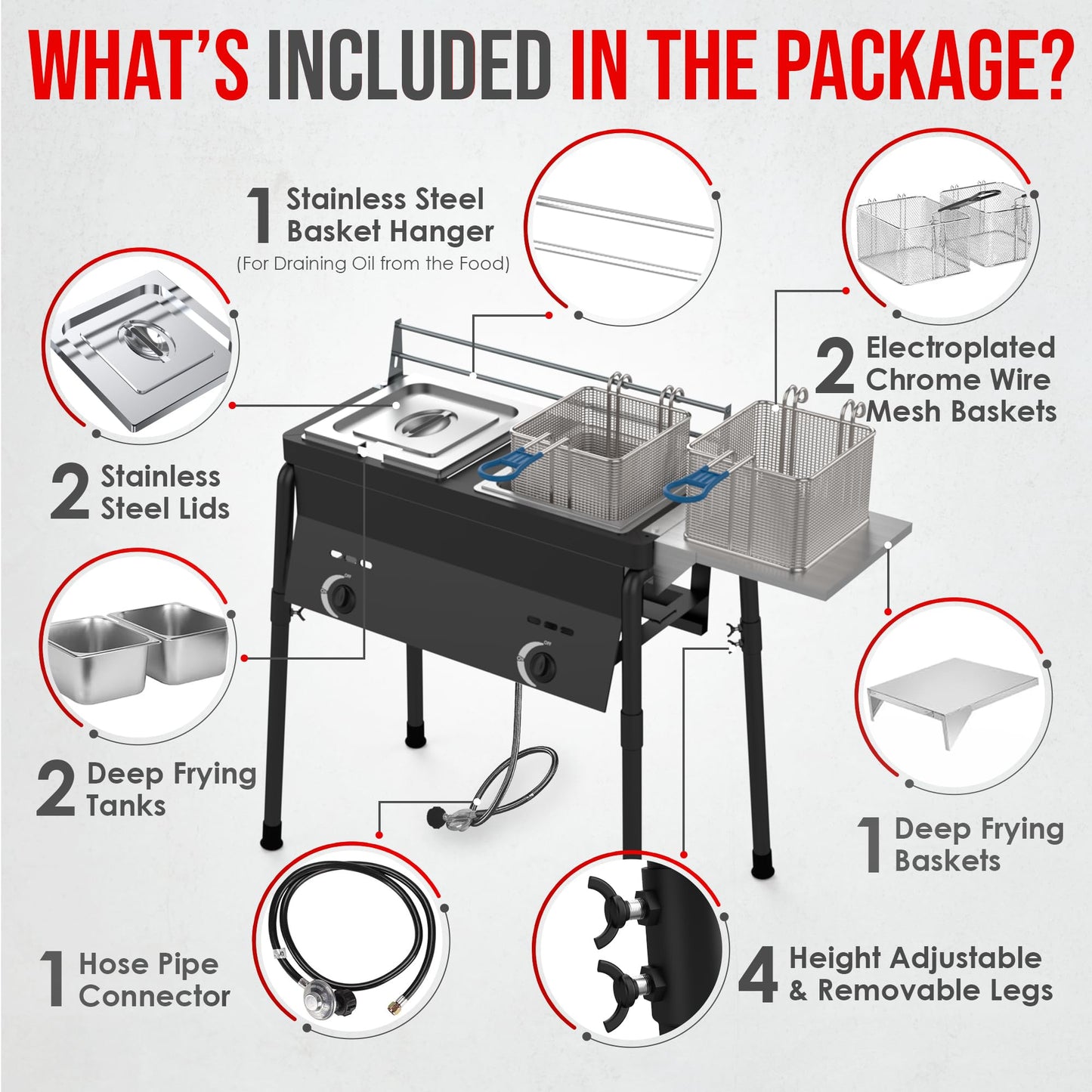 Prime Range Dual Tank Propane Fryer - Commercial Grade, High-Capacity, with Safety Features - Ideal for Outdoor Catering and Events