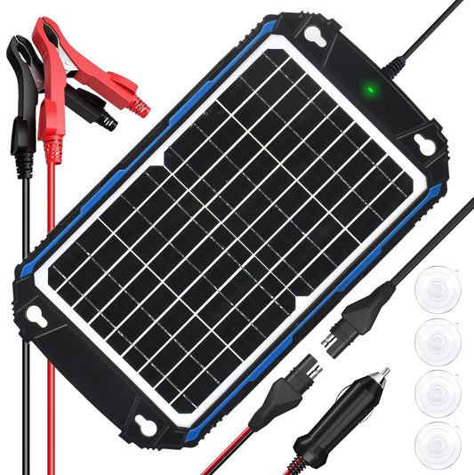 SUNER POWER Waterproof 12W 12V Solar Battery Charger & Maintainer Pro, Built-in Intelligent MPPT Charge Controller, 12 Volt Solar Panel Trickle Charging Kits for Car Automotive Boat Marine RV Trailer
