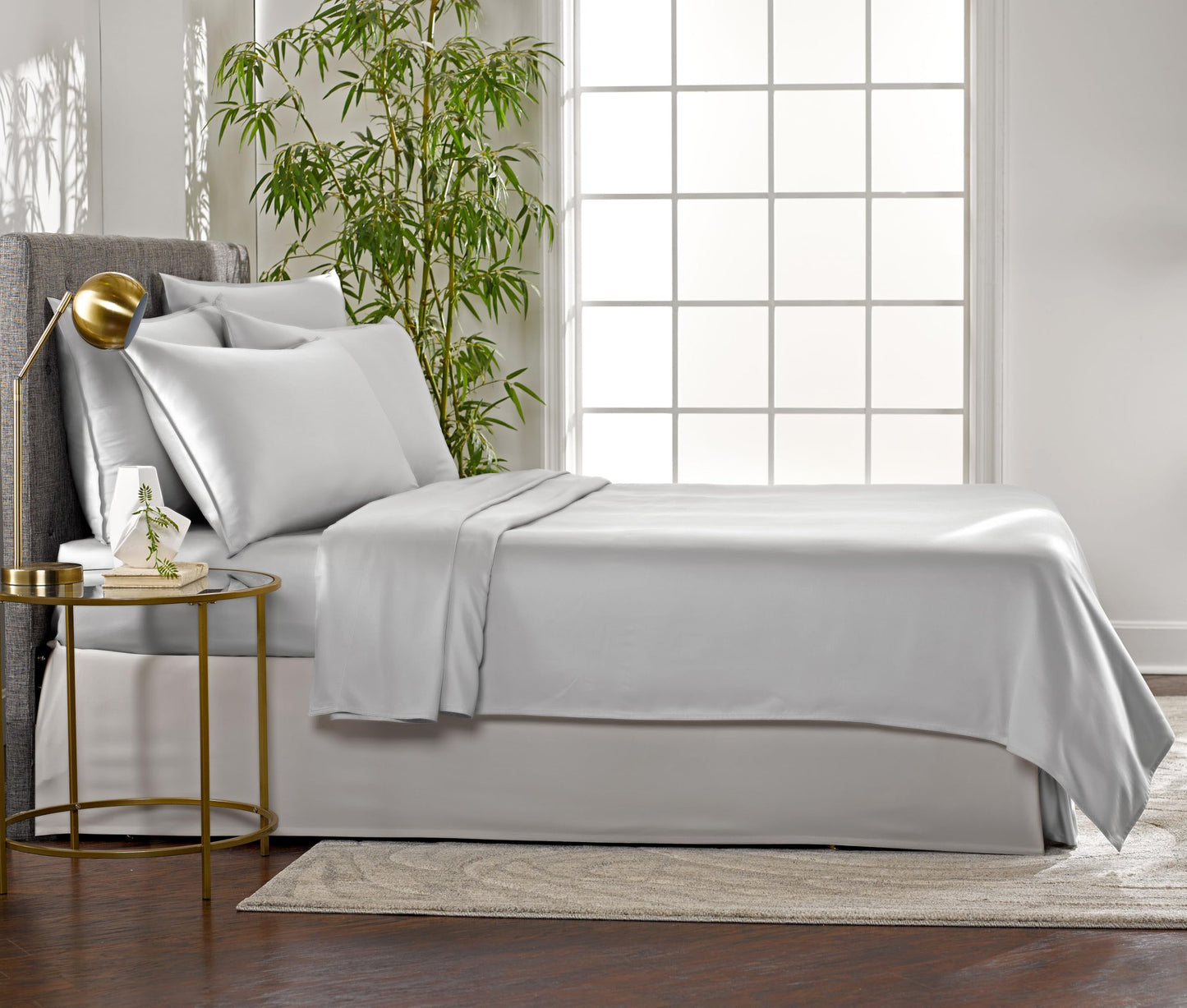 Full Sheets by Pure Bamboo, Genuine 100% Organic Viscose Derived from Bamboo Bed Sheet Set, Luxuriously Soft & Cooling, Double Stitching, Lifetime Quality Promise (Full, Silver Pearl)