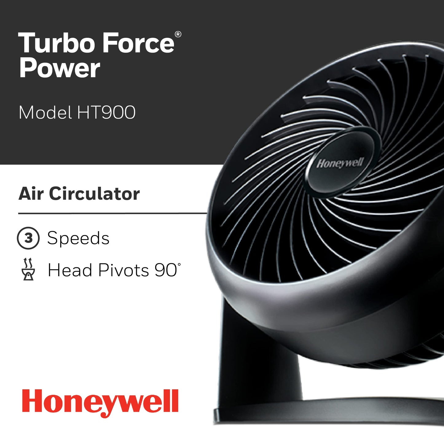 Honeywell HT-900 TurboForce Air Circulator Fan Black, Small