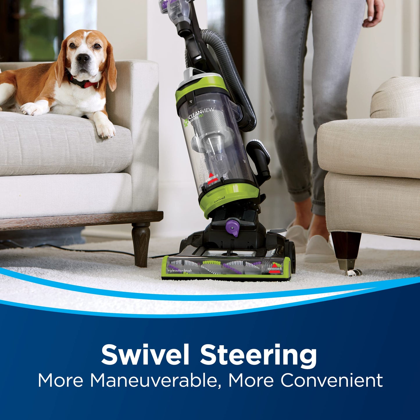 Bissell 2252 CleanView Swivel Upright Bagless Vacuum with Swivel Steering, Powerful Pet Hair Pick Up, Specialized Pet Tools, Large Capacity Dirt Tank, Easy Empty