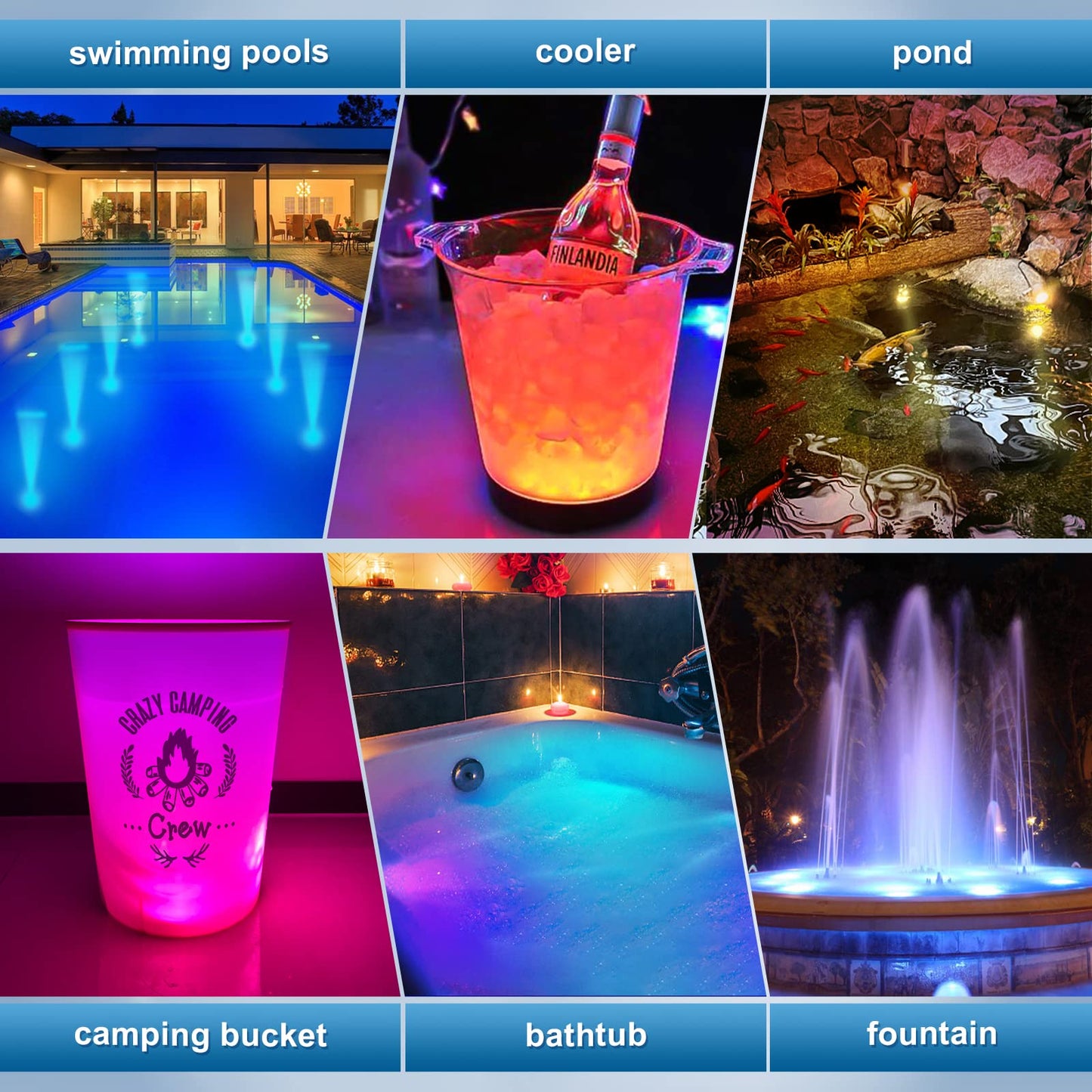 U UZOPI Pool Lights, Upgraded Rechargeable Submersible LED Lights with Remote IP68 Waterproof 16 Colors Hot Tub Underwater Pool Lights for Above Ground Inground Pool, Bath, Party, Vase 2 Pack