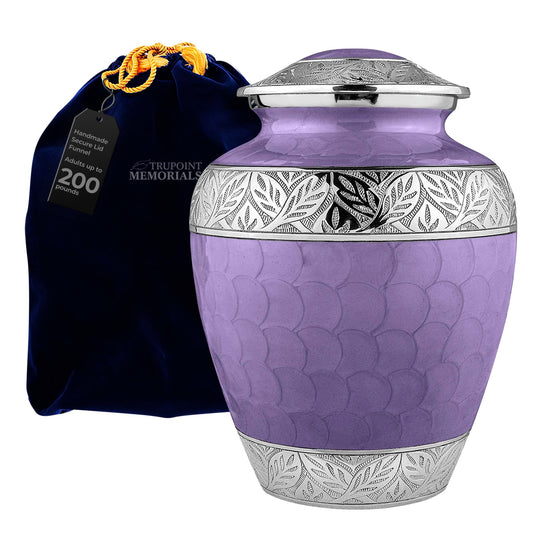 Trupoint Memorials Cremation Urns for Human Ashes - Decorative Urns, Urns for Human Ashes Female & Male, Urns for Ashes Adult Female, Funeral Urns - Light Purple, Large