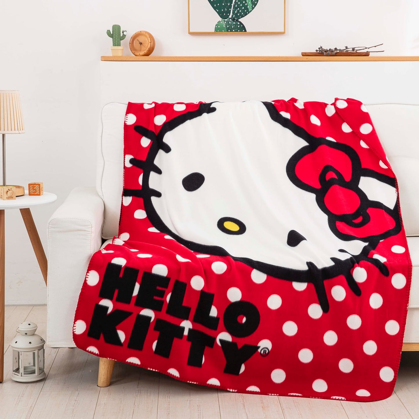 SANRIO Hello Kitty, "Polka Dot Kitty" Fleece Throw Blanket, 45" x 60", Multi Color