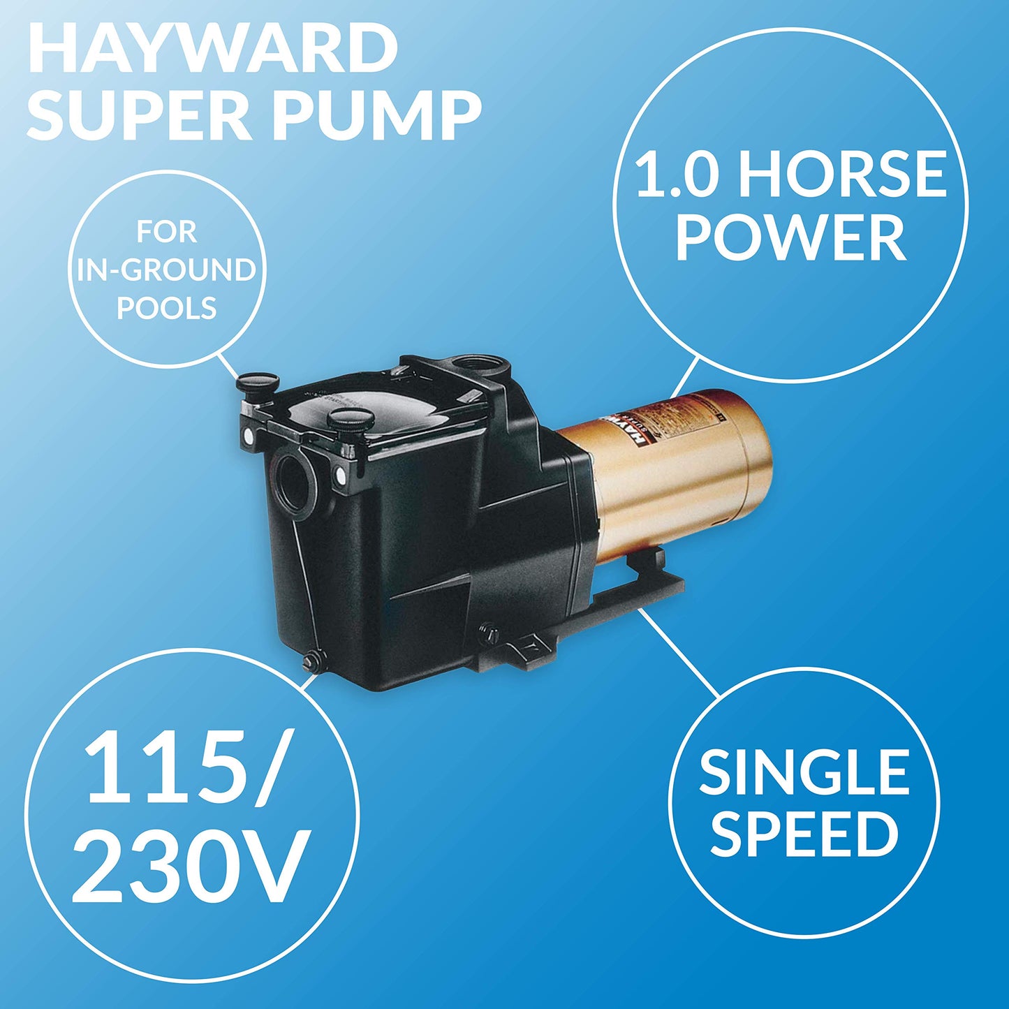 Hayward W3SP2607X10 Pool Pump, 1 HP, Black