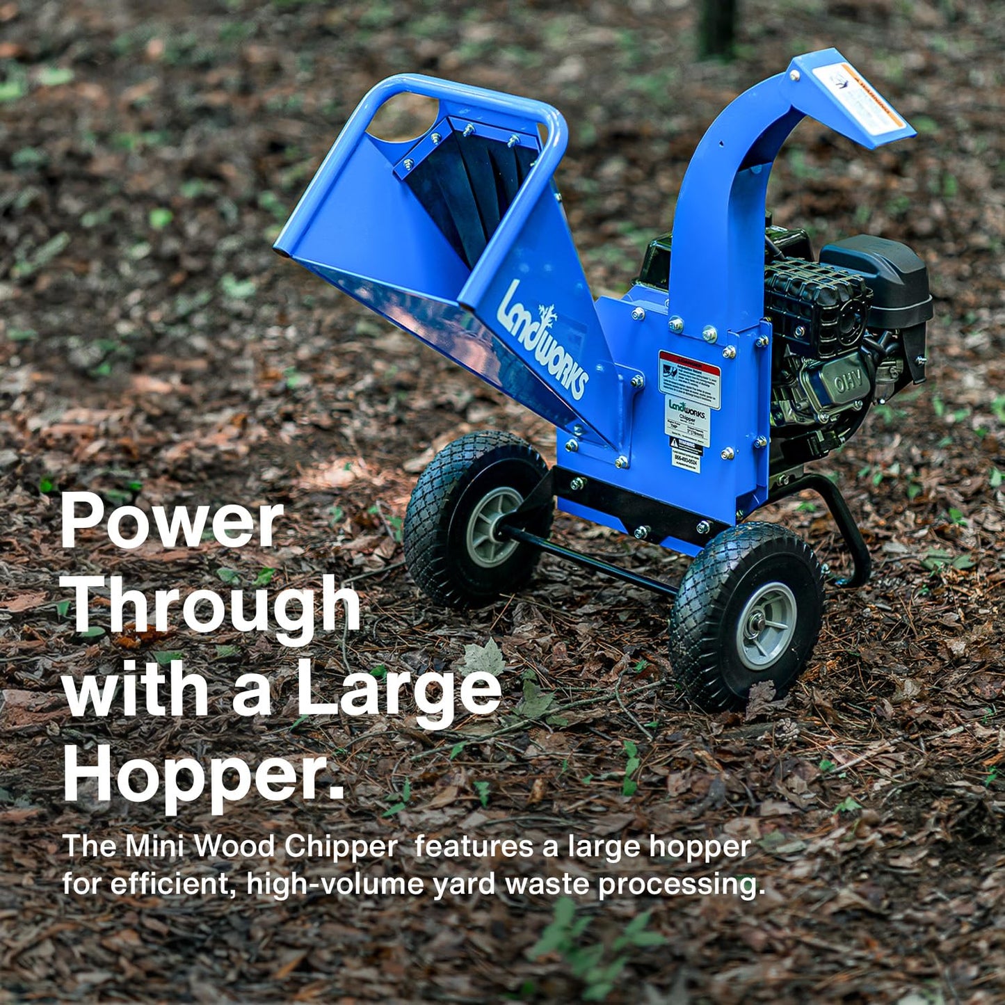 Landworks Mini Wood Chipper Shredder Mulcher Heavy Duty 7HP Compact Design 3" Inch Max Capacity