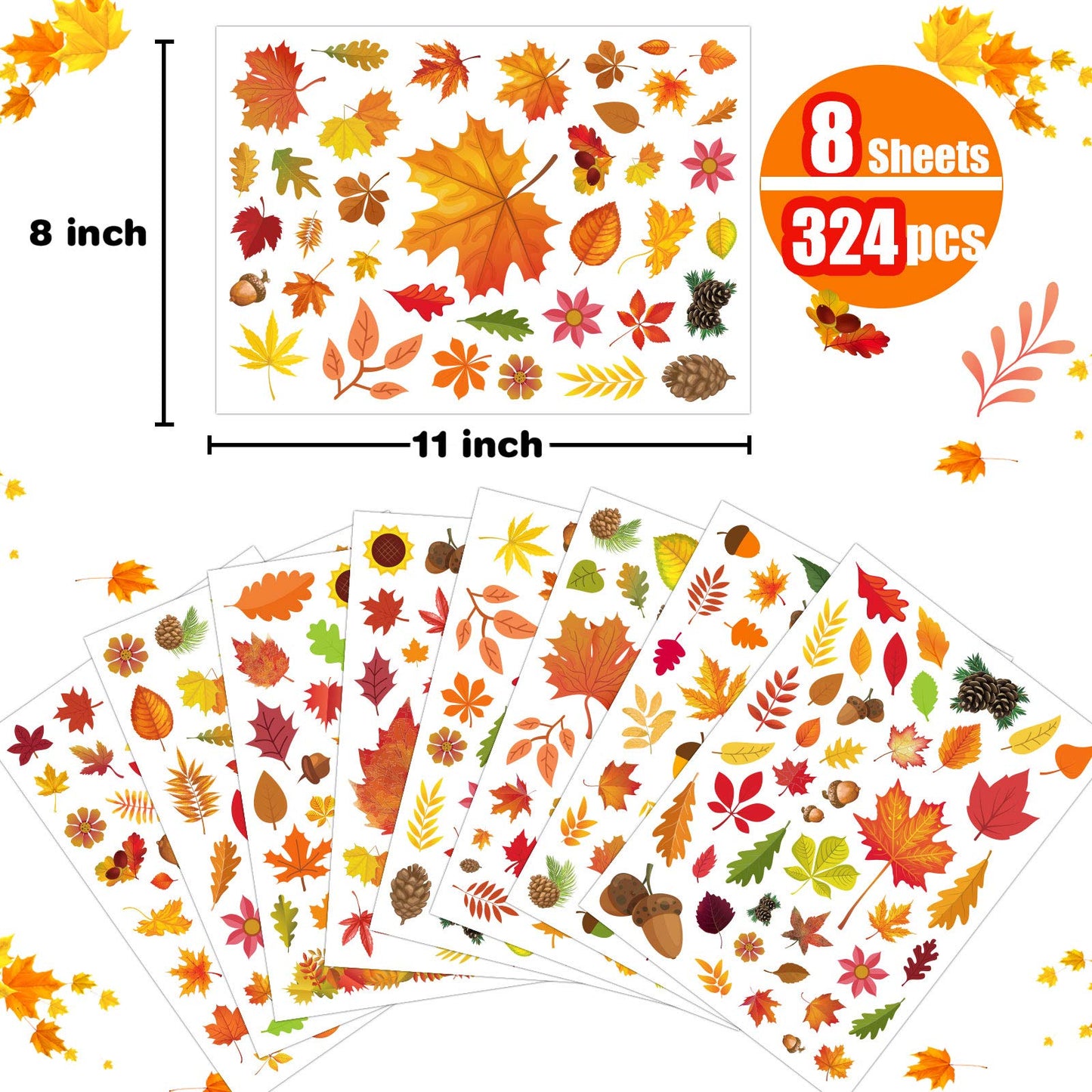 Funnlot Fall Decorations-Fall Window Clings, Thanksgiving Window Clings for Glass 324 PCS Fall Window Stickers Decorations Fall Decor for Home Office Classroom