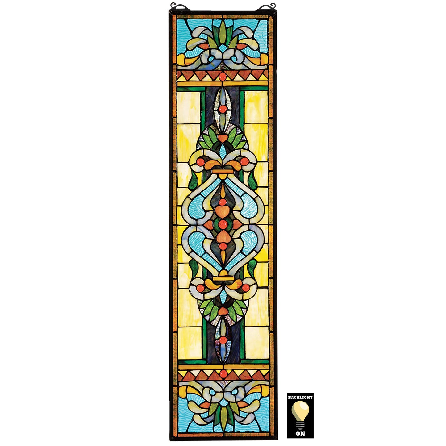 Design Toscano Blackstone Hall Stained Glass Window Hanging Panel, 9.00" x 35.00", Full Color