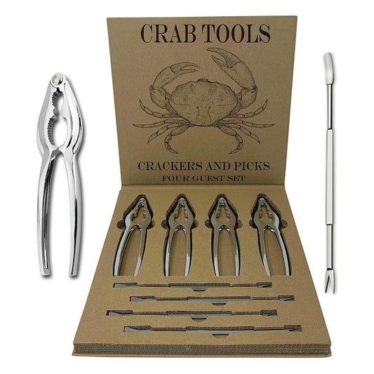 Crab Leg Crackers and Picks, Set of 4 Easy-to-Use Lobster Crackers & Stainless Steel Lobster Picks, Crab Crackers and Tools, Seafood Tool Kit by Smedley & York