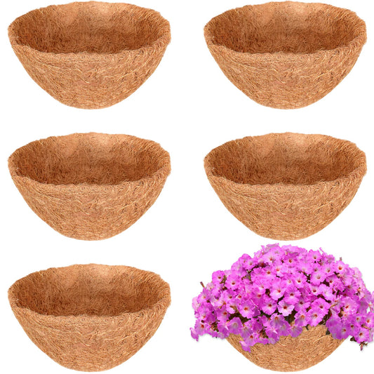 Halatool 6PCS 8 Inch Coconut Liners Coco Coir Hanging Basket Liners 100% Natural Coco Fiber Liners Round Coco Liners for Planters Flowers Vegetables