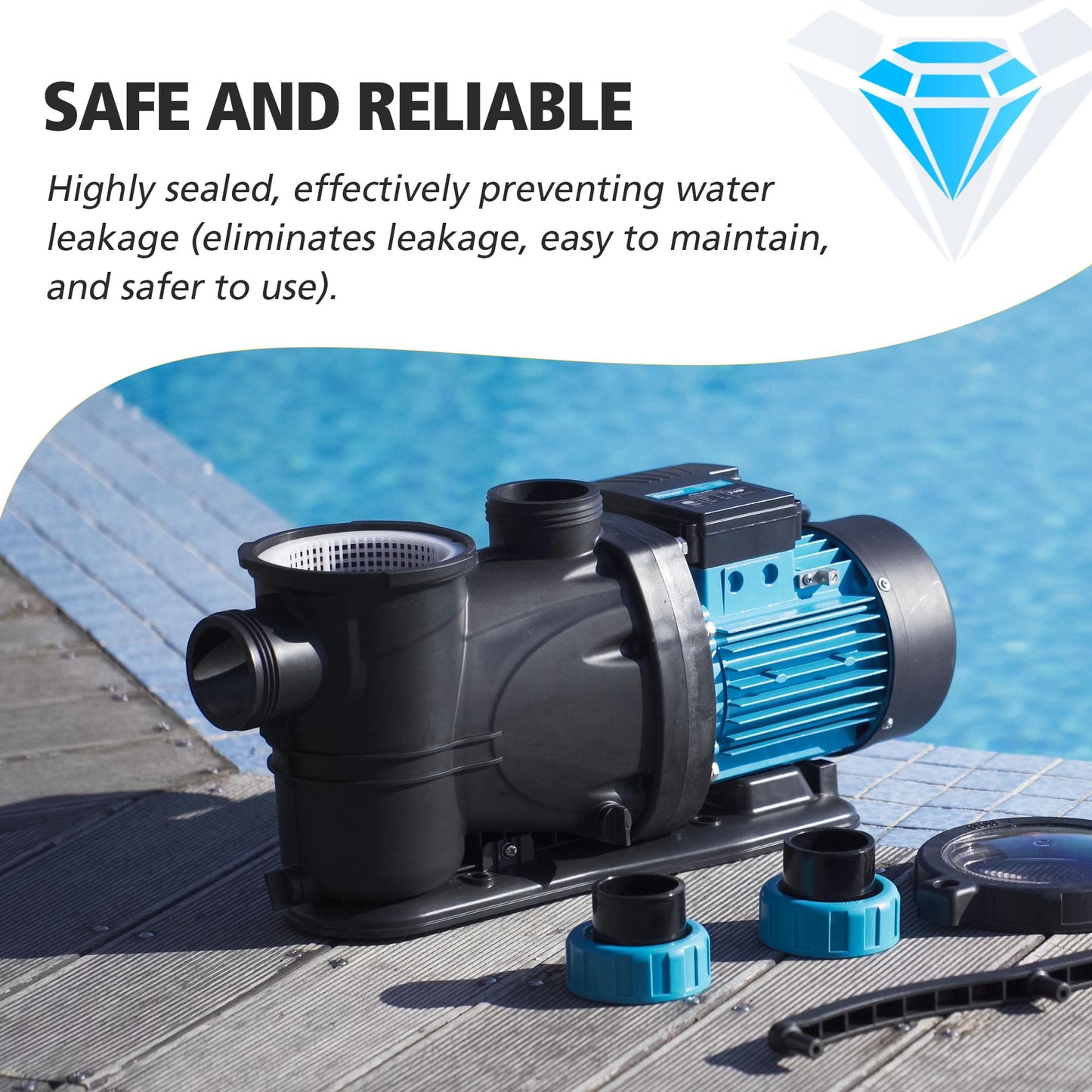 BOMGIE In/Above Ground Pool Pump High Flow Powerful Self Priming Pool Pump,3HP 7860 GPH 115V