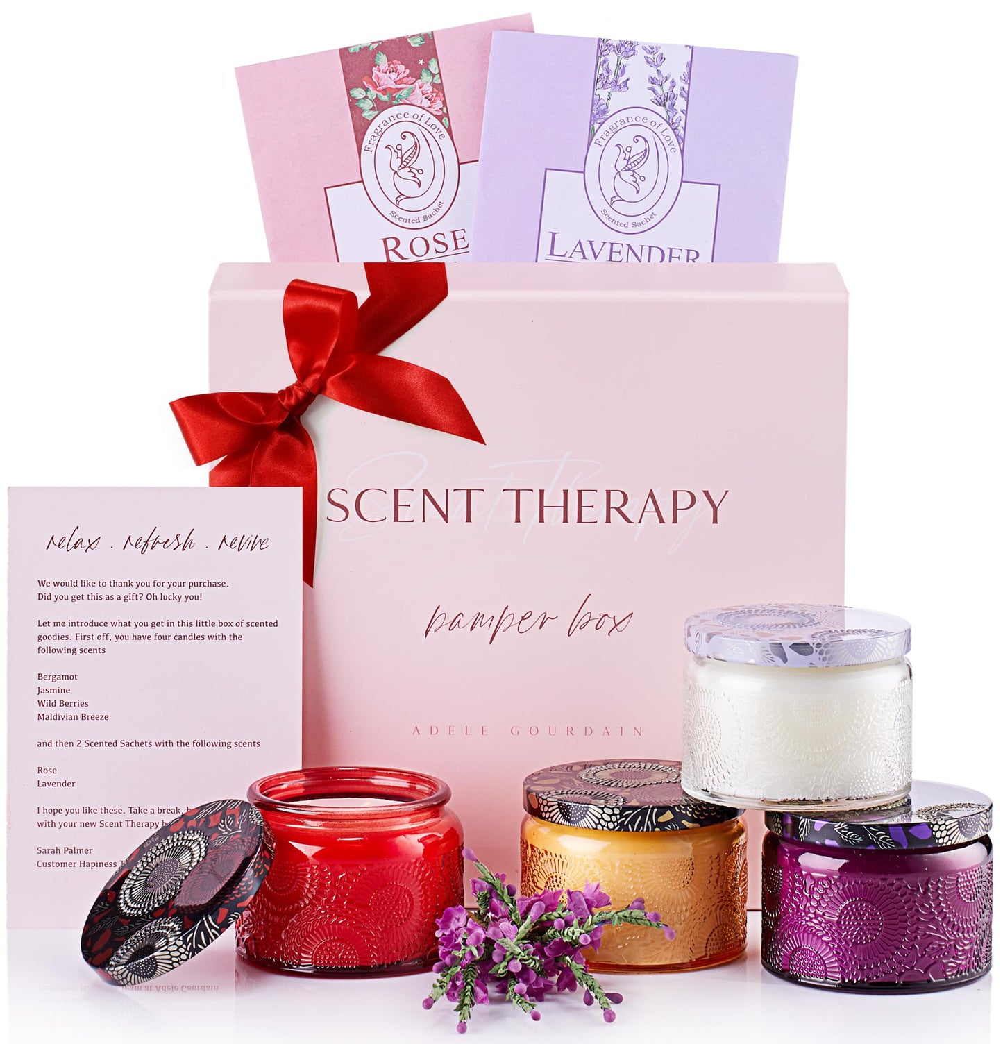 Aromatherapy Candle Gift Set for Women- Scented Candles for Home- Unique Decor Present for Birthday, Bridesmaid, Housewarming Candle Set with Scented Sachets- Pampering Gift Ideas for Women