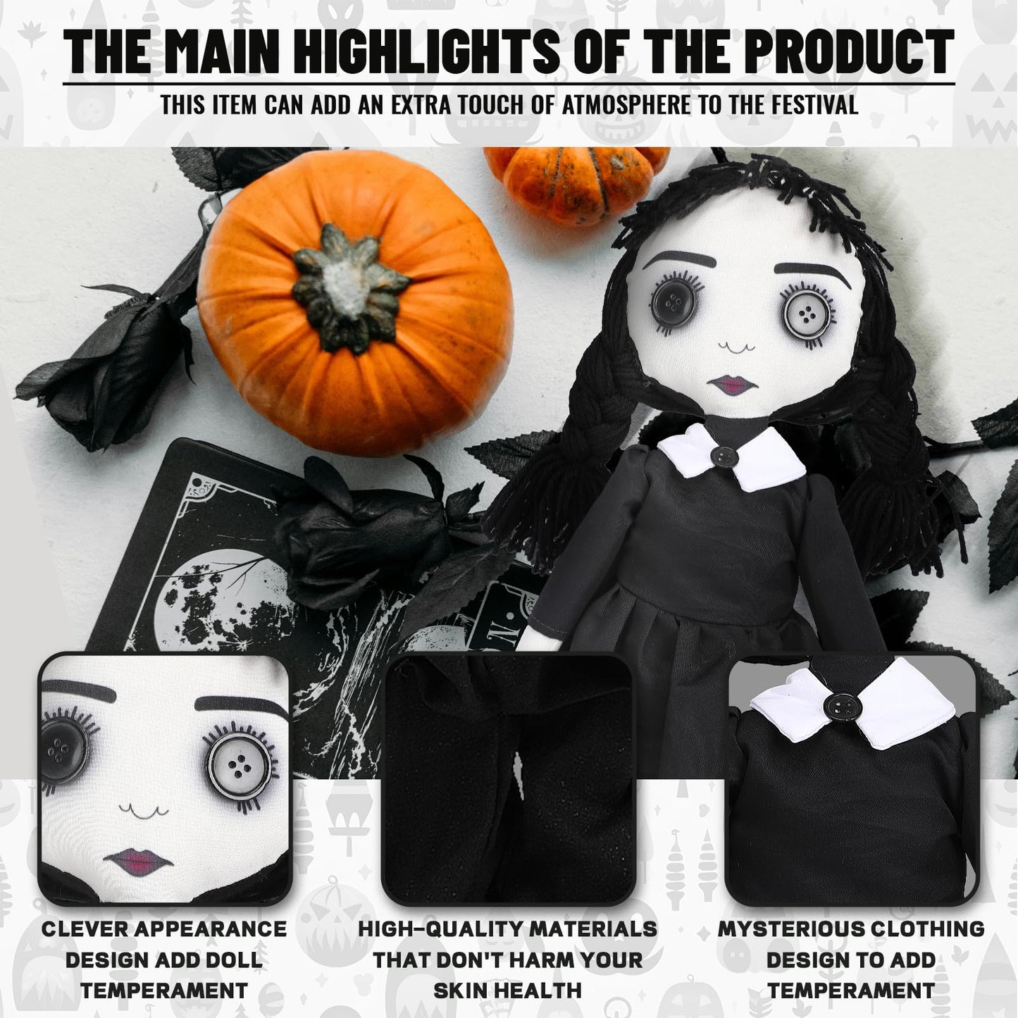 YYPLIAN Creepy Rag Dolls, 2 Pack Boy & Girl Scary Toy Figures, Halloween Gothic Soft Doll Decoration for Desktop Shelf Home Party Props - 20IN