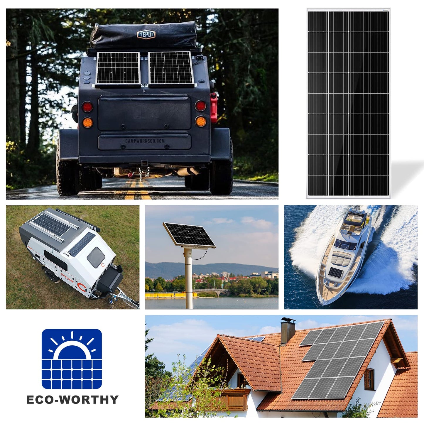 ECO-WORTHY 400W Solar Panels 4pcs 100 Watt 12 Volt Monocrystalline Solar Panel Module for Off Grid PV Power for Home, Camping, Boat, Shed Farm, RV…