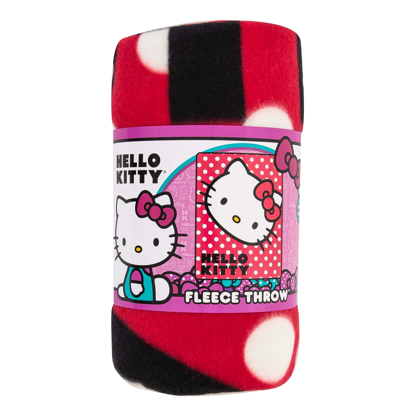 SANRIO Hello Kitty, "Polka Dot Kitty" Fleece Throw Blanket, 45" x 60", Multi Color