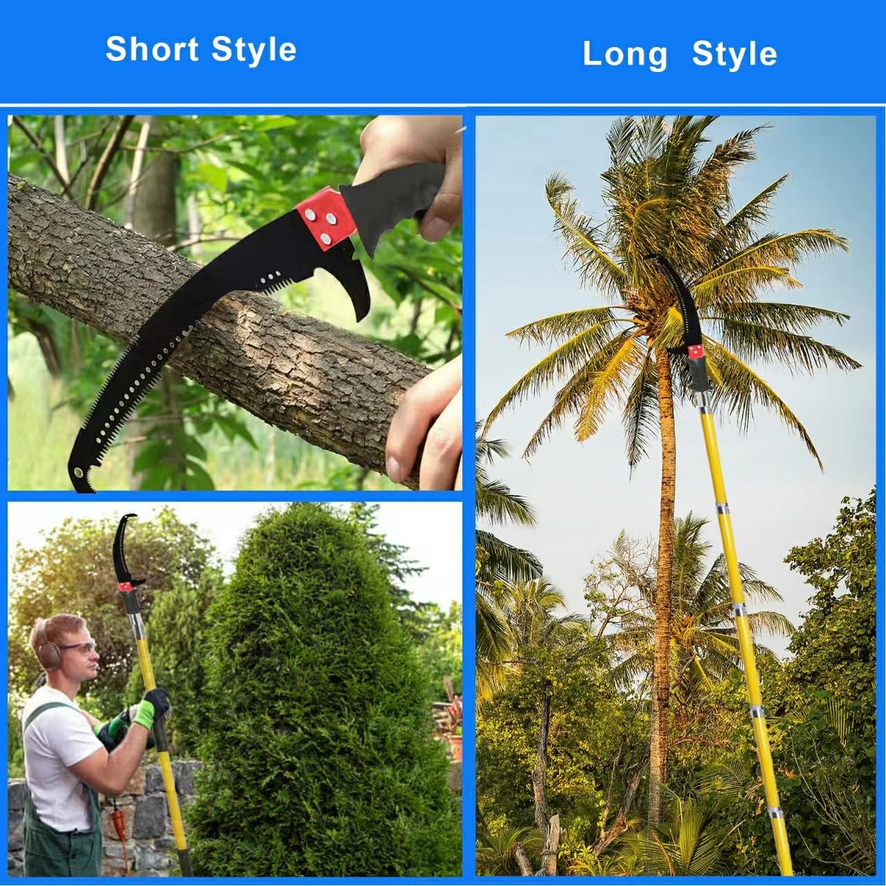 YTFLOT 2-32 Feet Pole Saws For Tree Trimming Manual Pole Saw Tree Trimmers Tree Pruner Extendable Tree Pole Saw Red