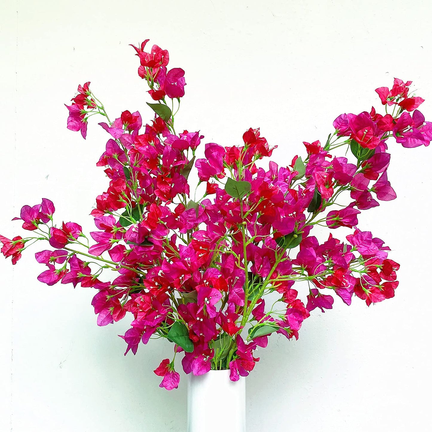 Artificial Flowers Silk Bougainvillea Branches Faux Artificial Bougainvillea Floral Stems Long Plant Branches 45" for Wedding Centerpieces, Table Runner, Home Decoration (Fushia Mixed - Pack of 4pcs)