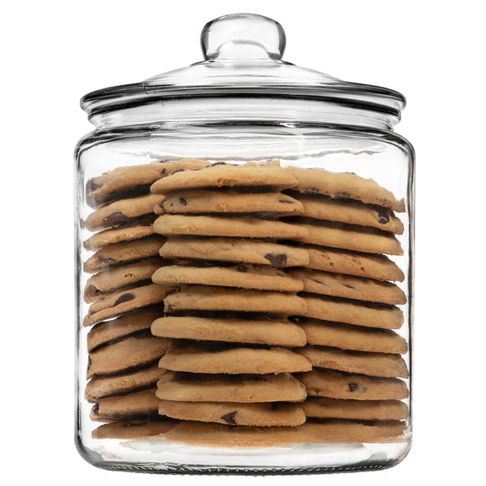 1 Gallon Glass Cookie Jar - Large Food Storage Container with Airtight Lid - Keep Fresh Flour, Chewy Pet Treats, Candy, Dried Foods, Detergent Pods for Your Kitchen or Laundry Room- Pack of 1