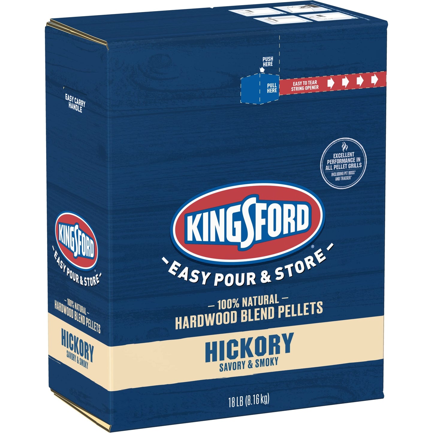 Kingsford 100% Natural Hickory Hardwood Blend Pellets - For All BBQ Grills & Smokers, 18 lbs