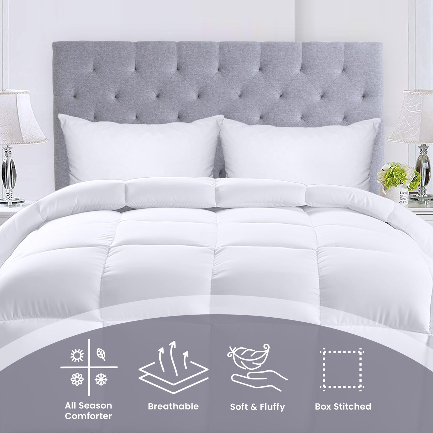 Utopia Bedding Comforter – All Season Comforter King Size – White Comforter King - Plush Siliconized Fiberfill - Box Stitched