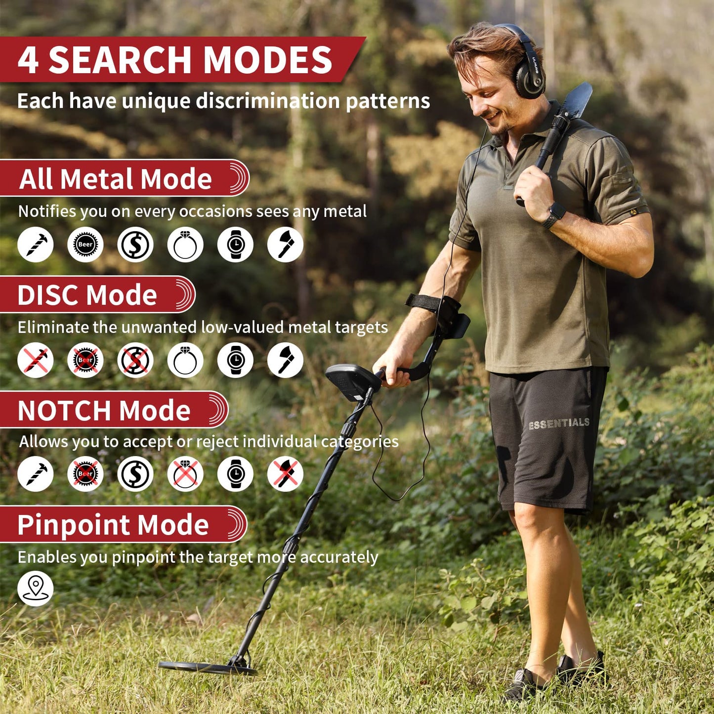 ULHUND Upgraded Metal Detector for Adults-Professional Higher Accuracy 9 Gold Detector with LCD Display, Advanced DSP Chip with 12'' Detection Depth