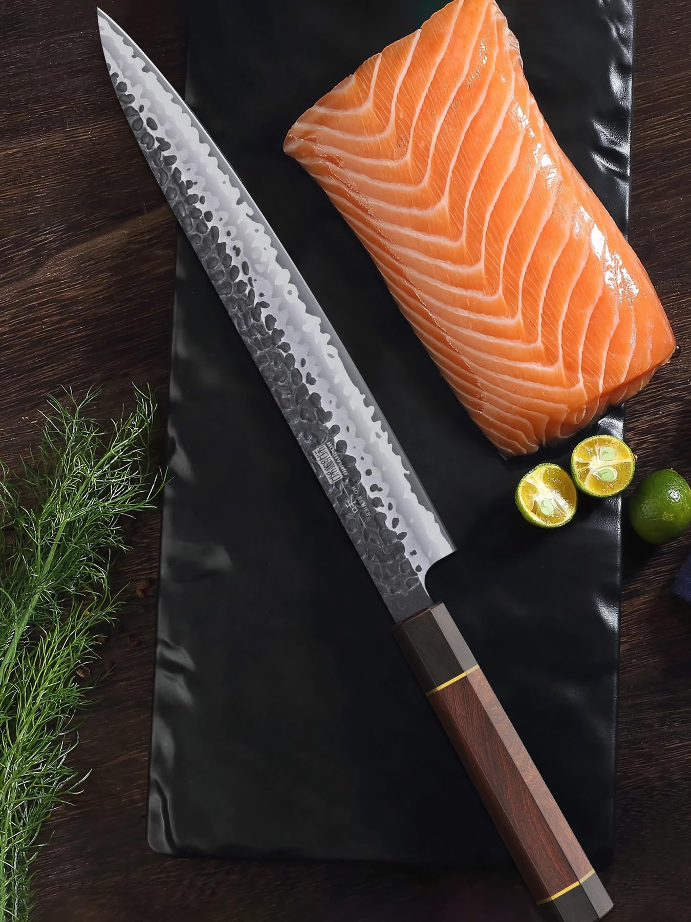 HOSHANHO Sushi Knife Japanese Sashimi Knife 10 Inch, Hand Forged VG10 Super Steel Yanagiba Knife, Kitchen Chef Knife for Cutting Sushi & Sashimi, Fish Filleting